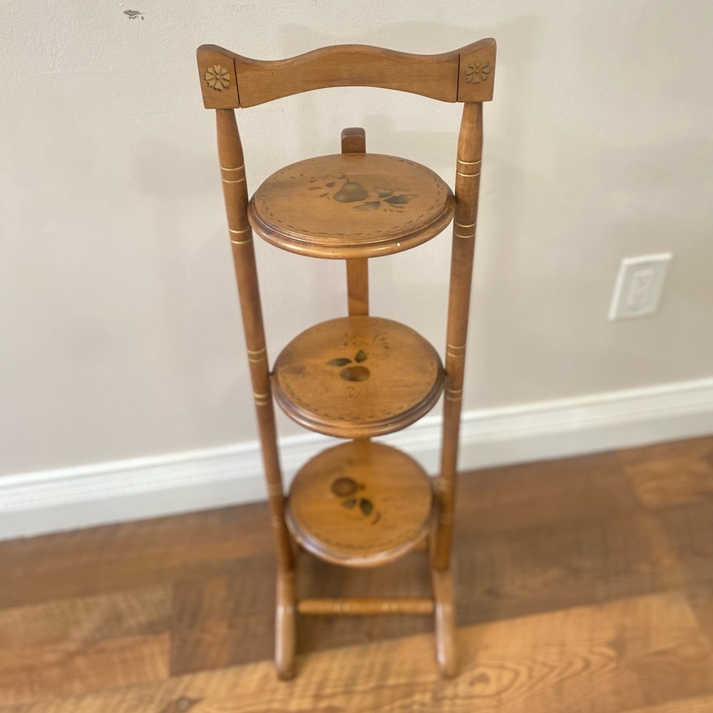 Vintage Wooden Three Tiered Foldable Pie Shelf - Picture 5 of 7